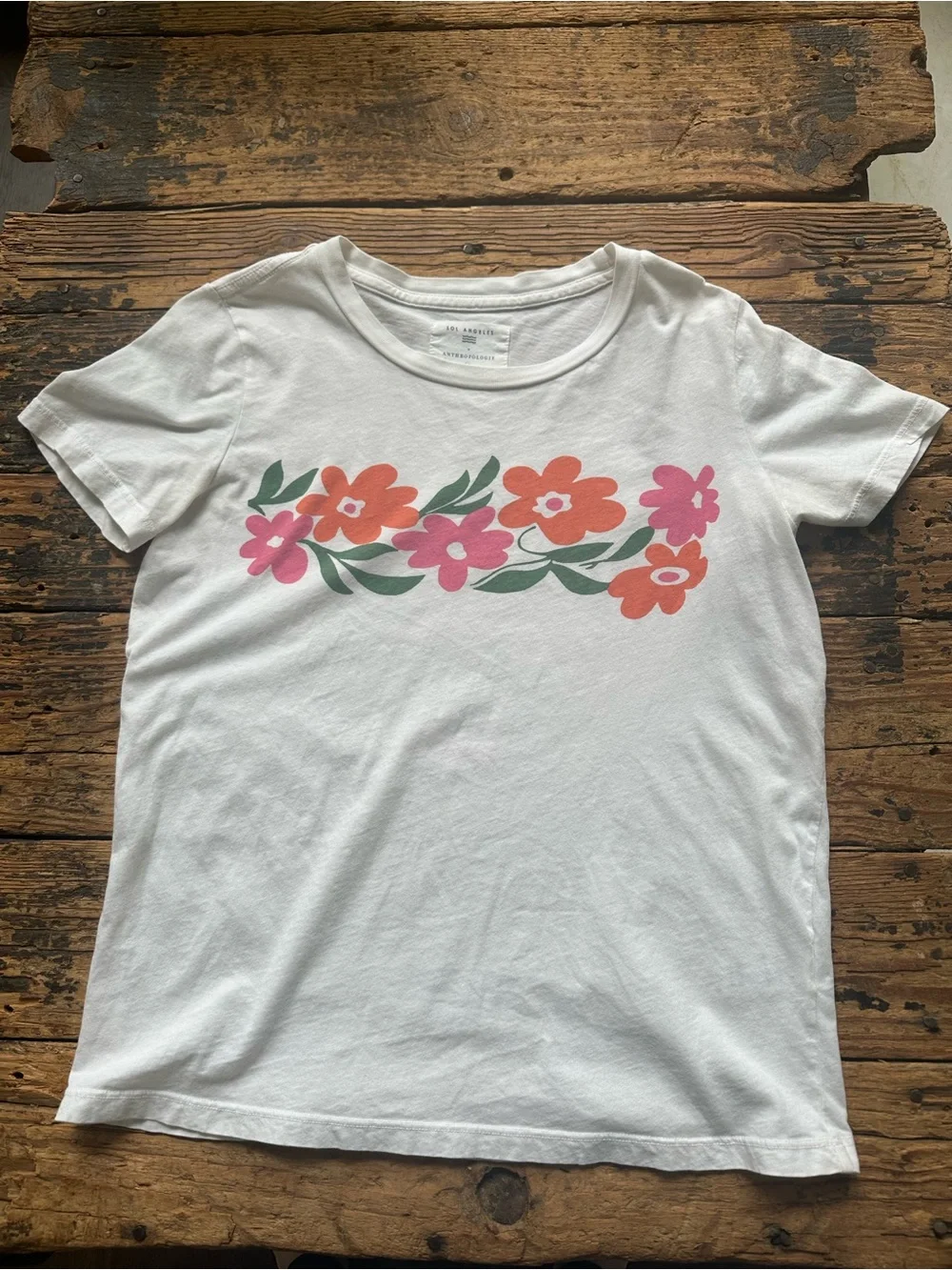 Sol Angeles x Anthropologie White and Floral Graphic Tee - Women’s Medium
